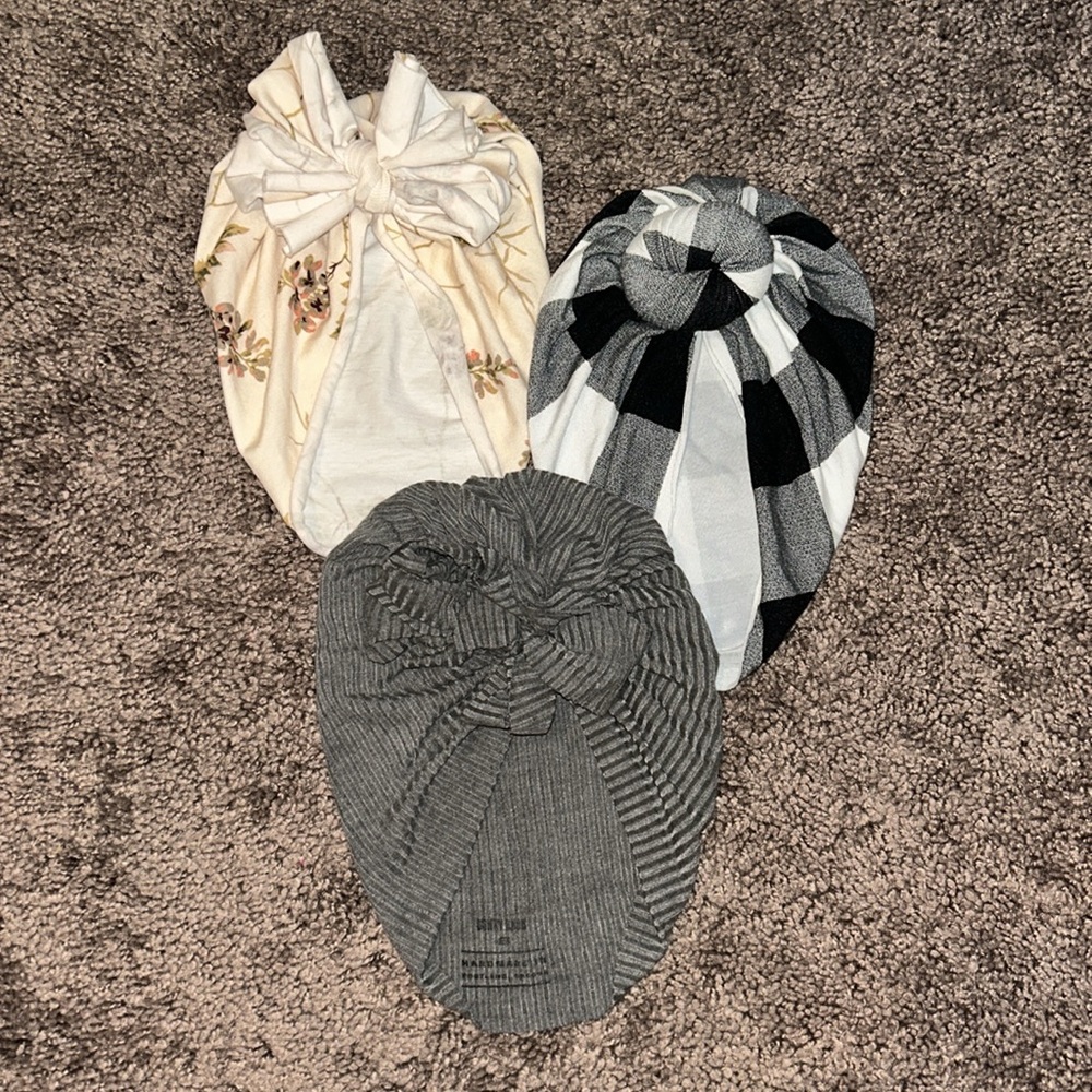 Bunny Knots size small 6-12m baby turban hats bundle!!